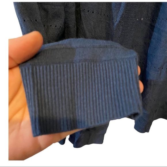 Classic Editions navy knit lightweight cardigan open front size medium EUC - Picture 4 of 8